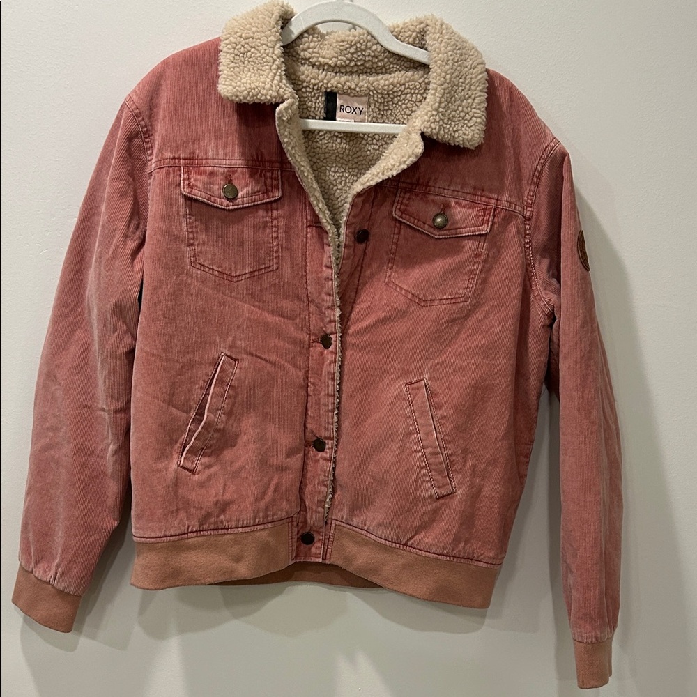 Roxy Pink Corduroy Sherpa Jacket